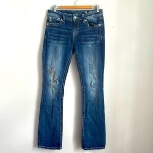 Miss Me low rise slim boot embellished pocket distressed denim jeans sz 31